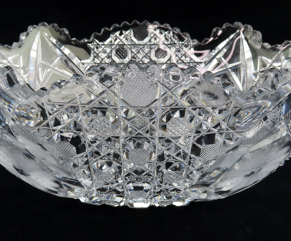 Wonderful ABP American Brilliant Period Cut Glass Oval Bowl Flower Decoration