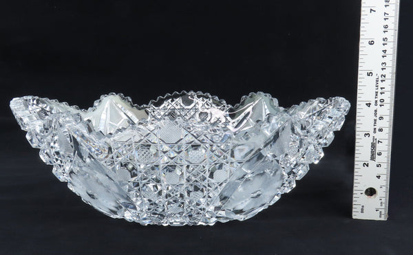 Wonderful ABP American Brilliant Period Cut Glass Oval Bowl Flower Decoration