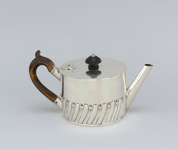 Handsome 1804 English Georgian Sterling Silver Fluted Round Teapot