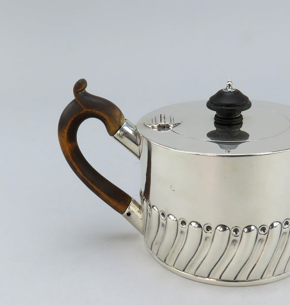 Handsome 1804 English Georgian Sterling Silver Fluted Round Teapot