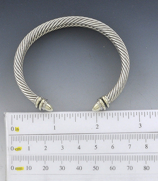 David Yurman Cable Collection Sterling Silver & 14k Gold 10mm Bracelet