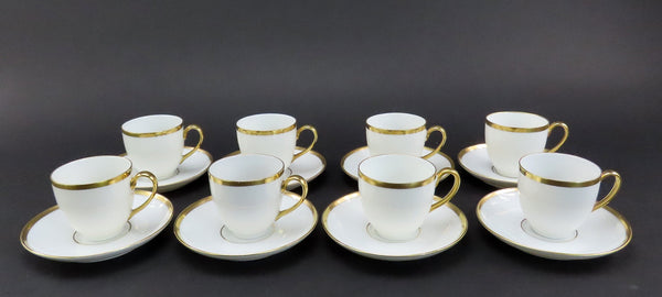 7 Demitasse Cups Saucers Bavaria Tirschenreuth Colonial 515 Gold Edge