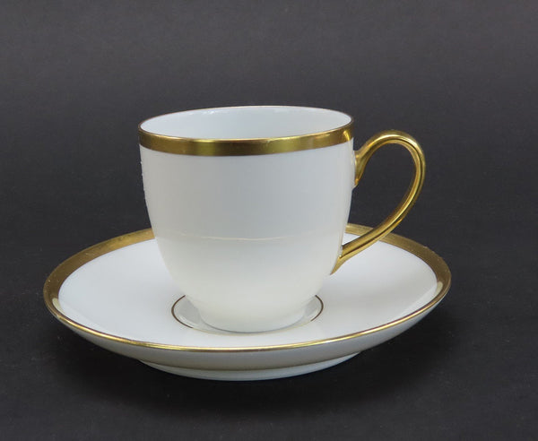 7 Demitasse Cups Saucers Bavaria Tirschenreuth Colonial 515 Gold Edge