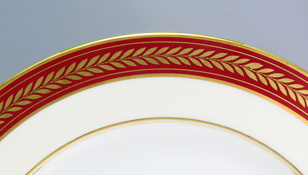 Beautiful Set 12 Royal Bayreuth Red Burgundy Gold Gilt Dinner Plates 10.75"