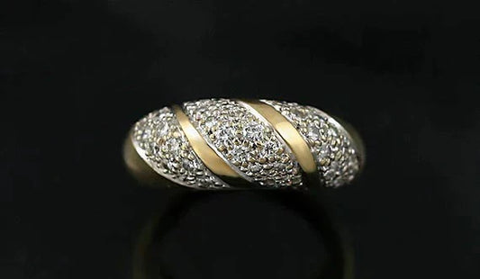 Modern 18K Yellow Gold Ring Set with 38 Brilliant Cut Diamonds