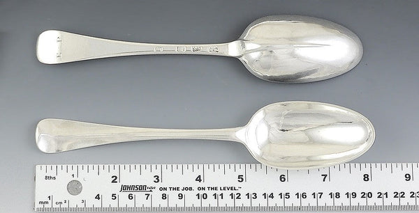 6 Antique 1726 Georgian English Sterling Silver Place Dessert Soup Spoons 8"