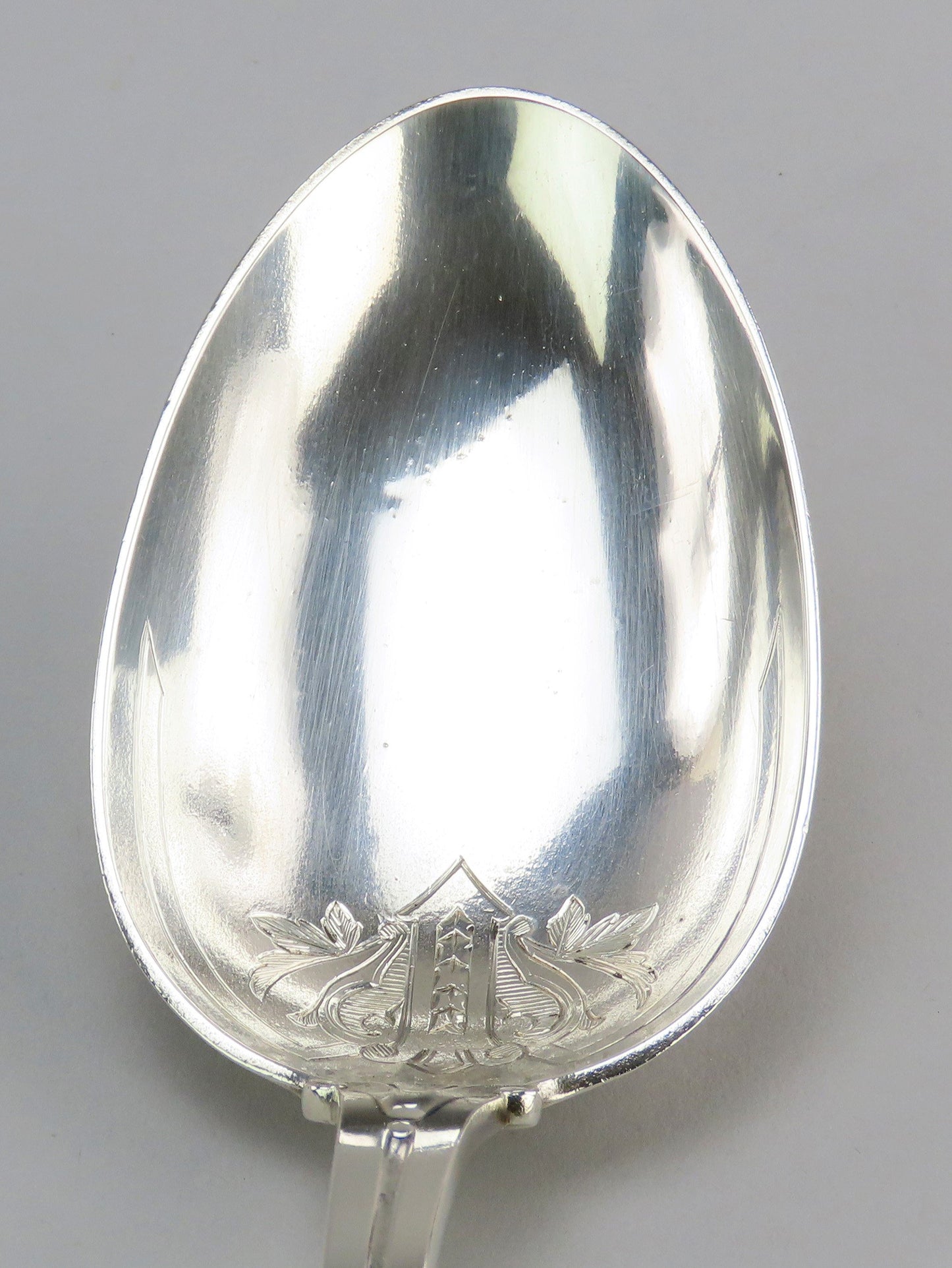 Fancy Whiting Armor pat Sterling Silver Salad Serving Set A MONO 10 3/4 in