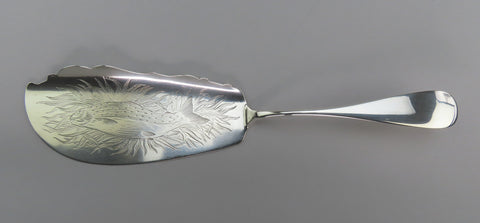 Rare c1860-1865 American Sterling Silver Hand Engraved Fish Slice Server