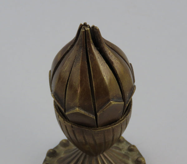 Fantastic Antique Chinese Bronze Lotus Bud Portable Travel Incense Burner