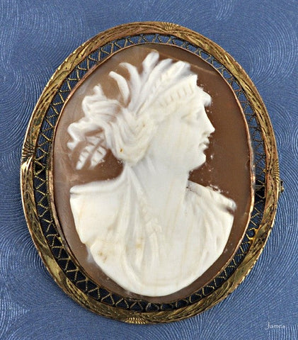 Vintage Genuine Carved Shell Cameo GF Setting 1920s