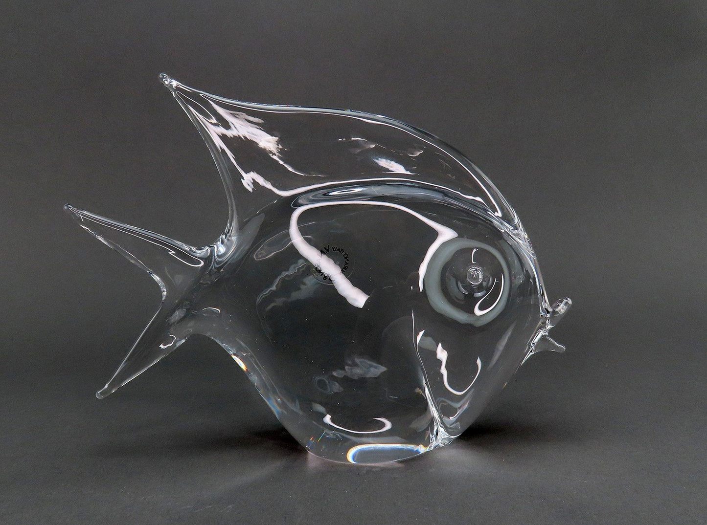 Collectible V. Nason Murano Clear Glass Angelfish Tropical Fish Figurine Statue
