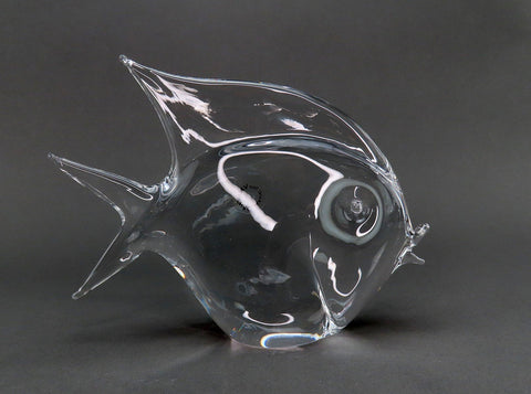 Collectible V. Nason Murano Clear Glass Angelfish Tropical Fish Figurine Statue