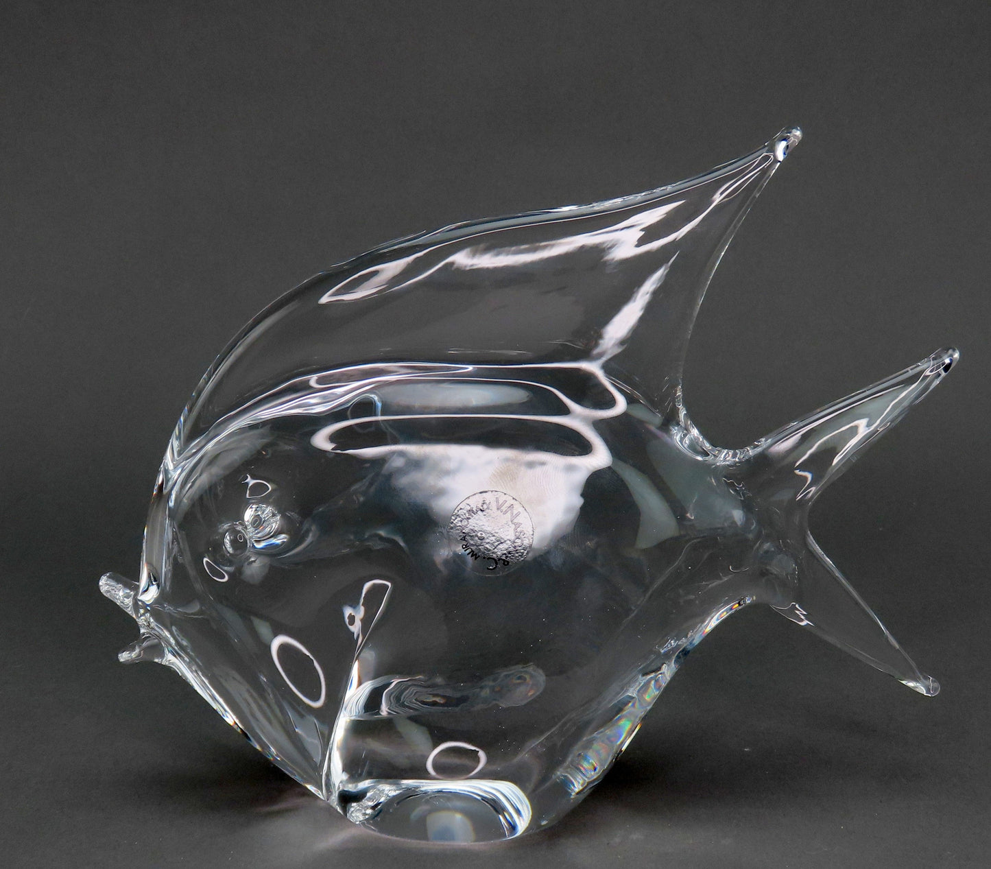 Collectible V. Nason Murano Clear Glass Angelfish Tropical Fish Figurine Statue