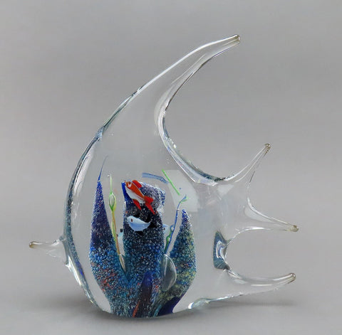 Colorful Art Glass Angelfish Tropical Fish Ocean Underwater Scene Figurine