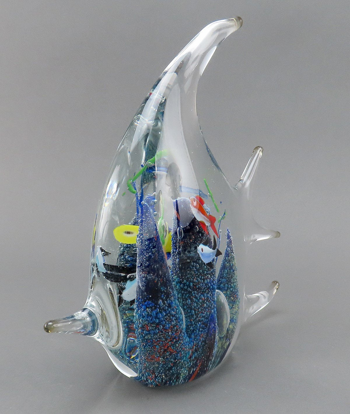 Colorful Art Glass Angelfish Tropical Fish Ocean Underwater Scene Figurine
