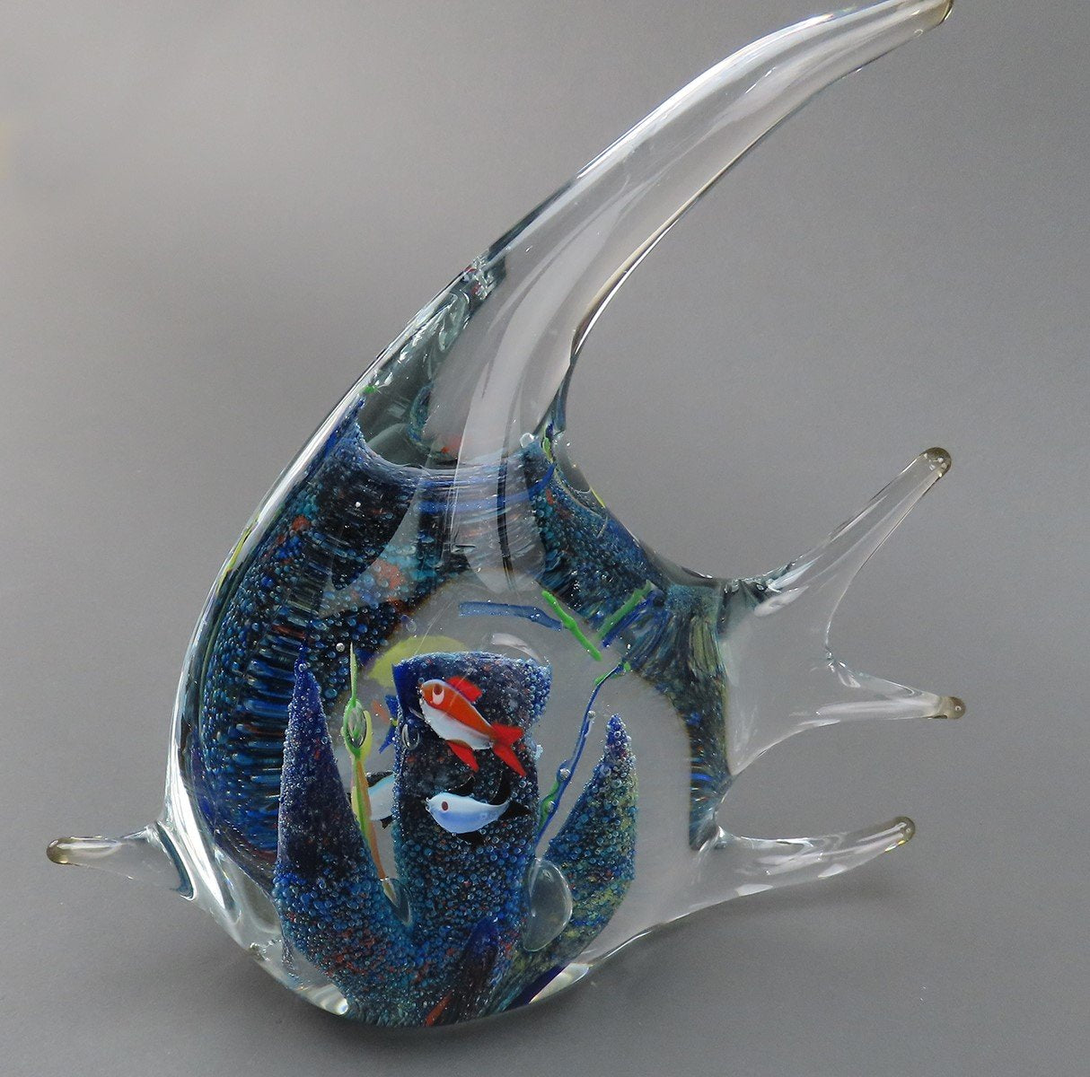 Colorful Art Glass Angelfish Tropical Fish Ocean Underwater Scene Figurine