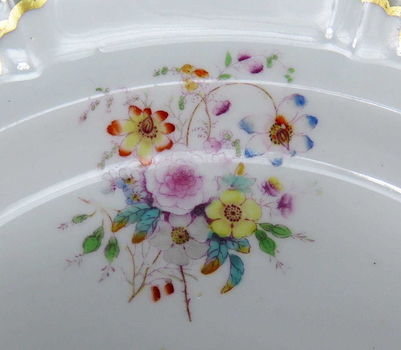 Fine set 17 English Staffordshire Davenport Sage Green Floral Gilt 9.5" Plates