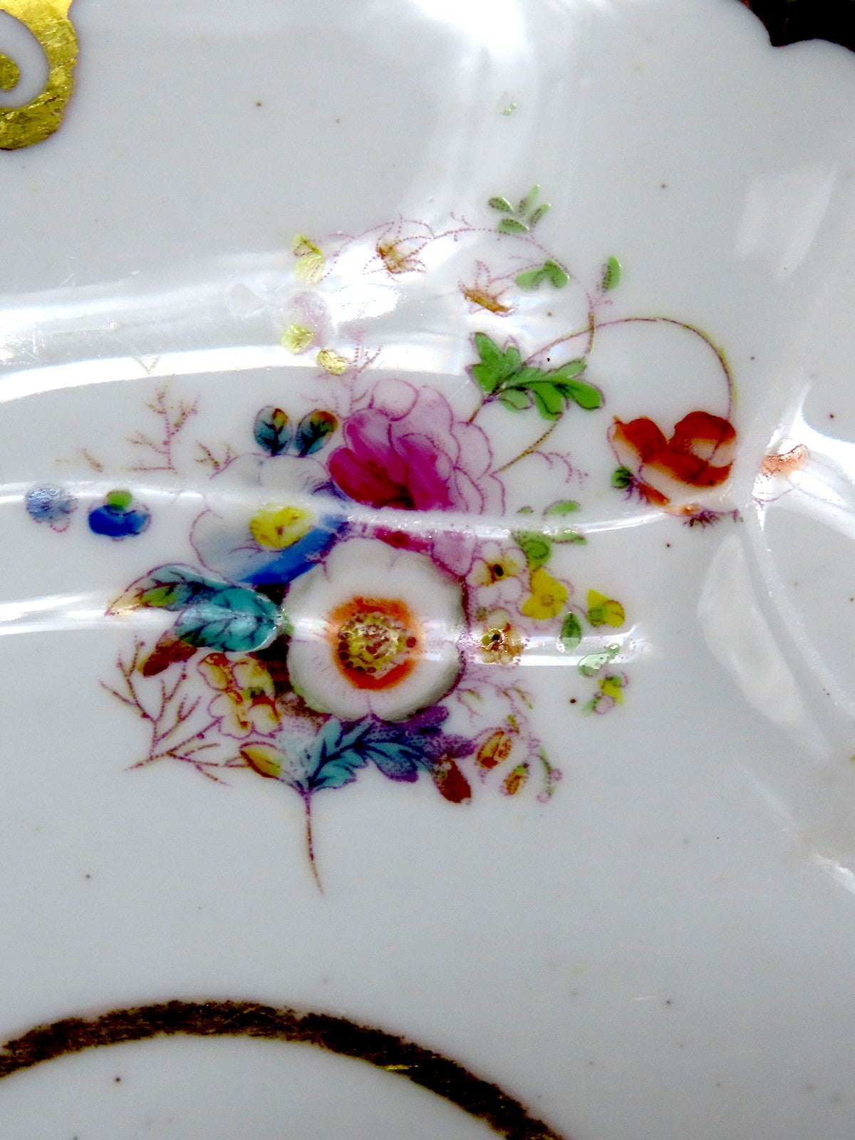 c1840s English Staffordshire Davenport Green Floral Tray Serving Dish Plate