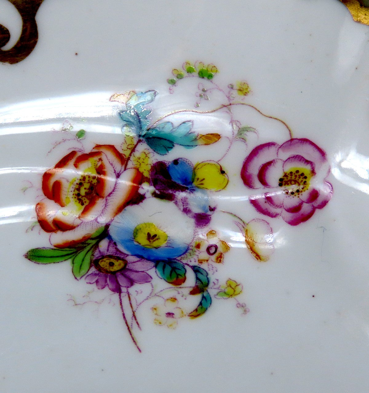 c1840s English Staffordshire Davenport Green Floral Tray Serving Dish Plate