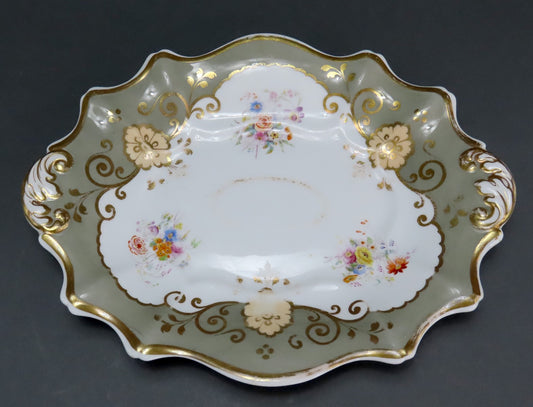 Nice c1840s English Staffordshire Davenport Green Floral Small Serving Platter
