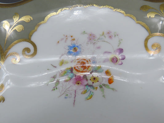 Nice c1840s English Staffordshire Davenport Green Floral Small Serving Platter
