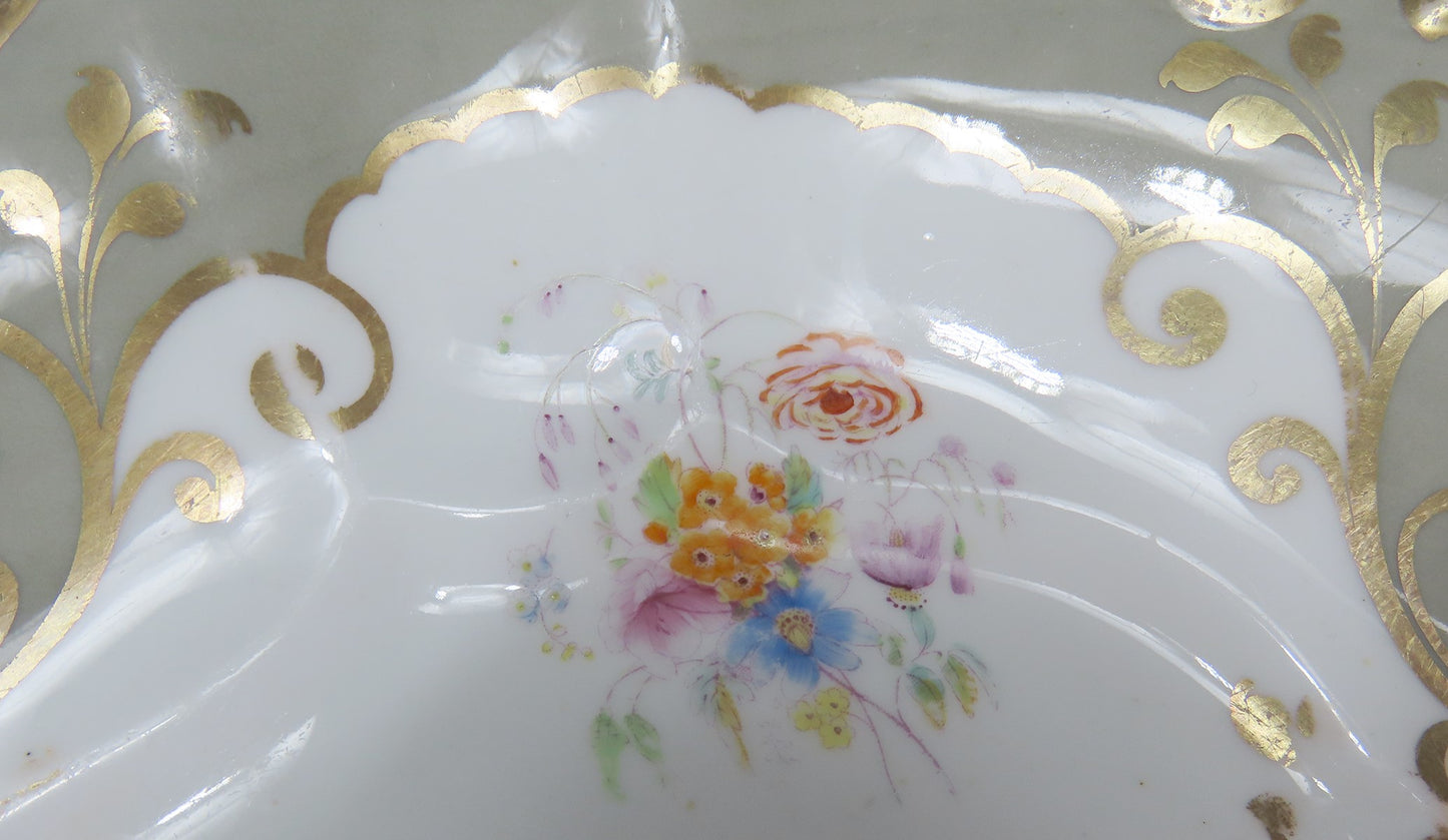 Nice c1840s English Staffordshire Davenport Green Floral Small Serving Platter