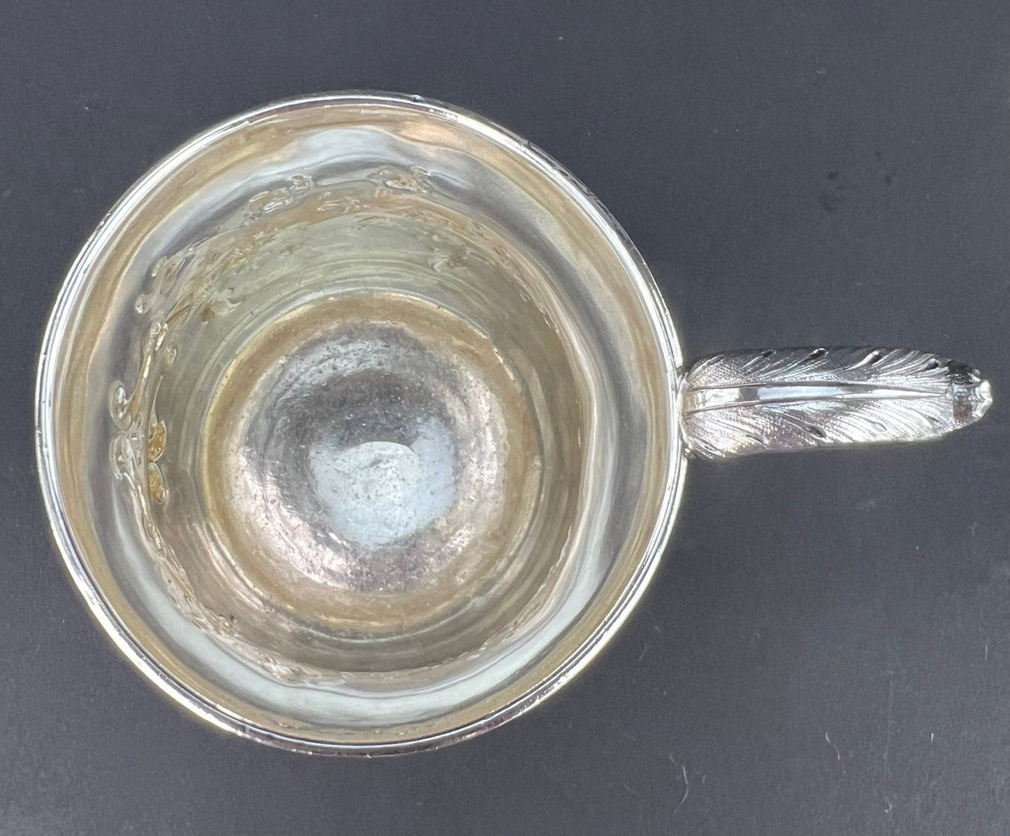 Very Rare c1861 American Sterling 950 Silver Chased Cup Mug of Fargo Family Name