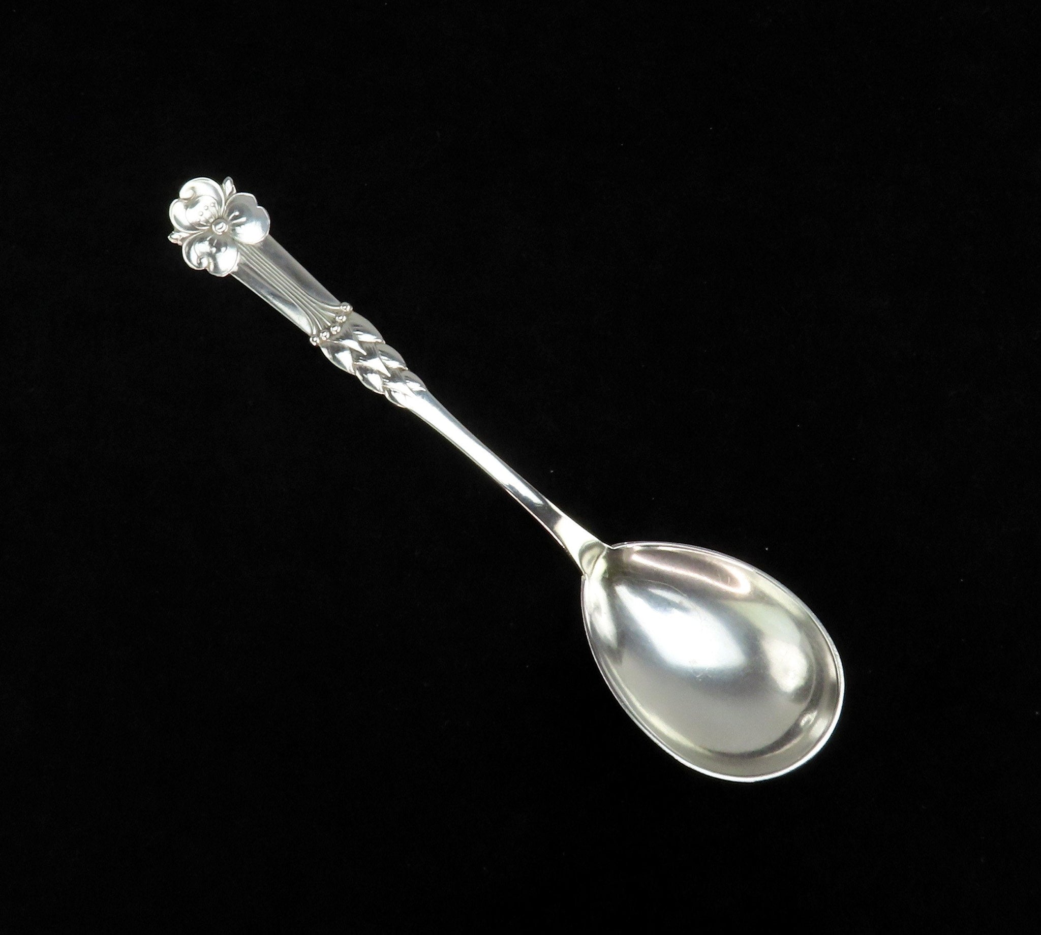 Lovely 1909 Danish Silver Art Nouveau Flower Floral 7.5" Serving Spoon