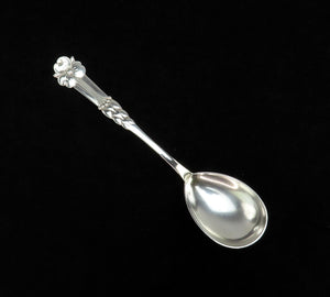 Lovely 1909 Danish Silver Art Nouveau Flower Floral 7.5" Serving Spoon