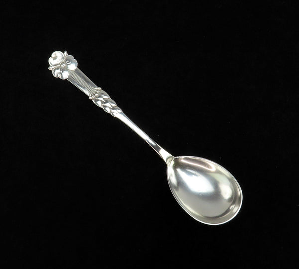 Lovely 1909 Danish Silver Art Nouveau Flower Floral 7.5" Serving Spoon