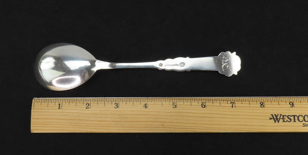Lovely 1909 Danish Silver Art Nouveau Flower Floral 7.5" Serving Spoon