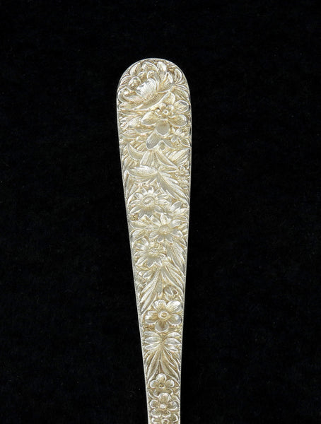 Pristine Mid/Late 1800s Kirk Sterling Silver Repousse 9.25" Fruit Serving Spoon