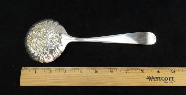 Pristine Mid/Late 1800s Kirk Sterling Silver Repousse 9.25" Fruit Serving Spoon