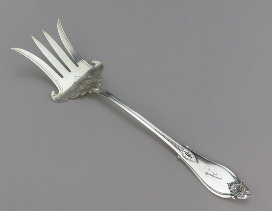 Fancy Whiting Armor pat Sterling Silver Salad Serving Set A MONO 10 3/4 in