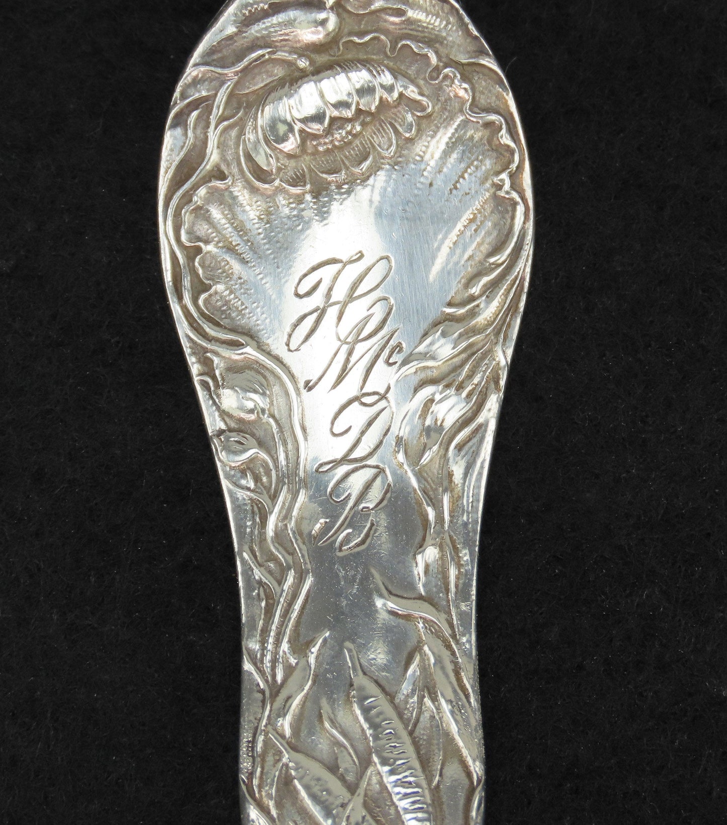 Fab Blackinton Lotus Sterling Silver Meat Serving Fork “Maggie” 7 1/2” c1901