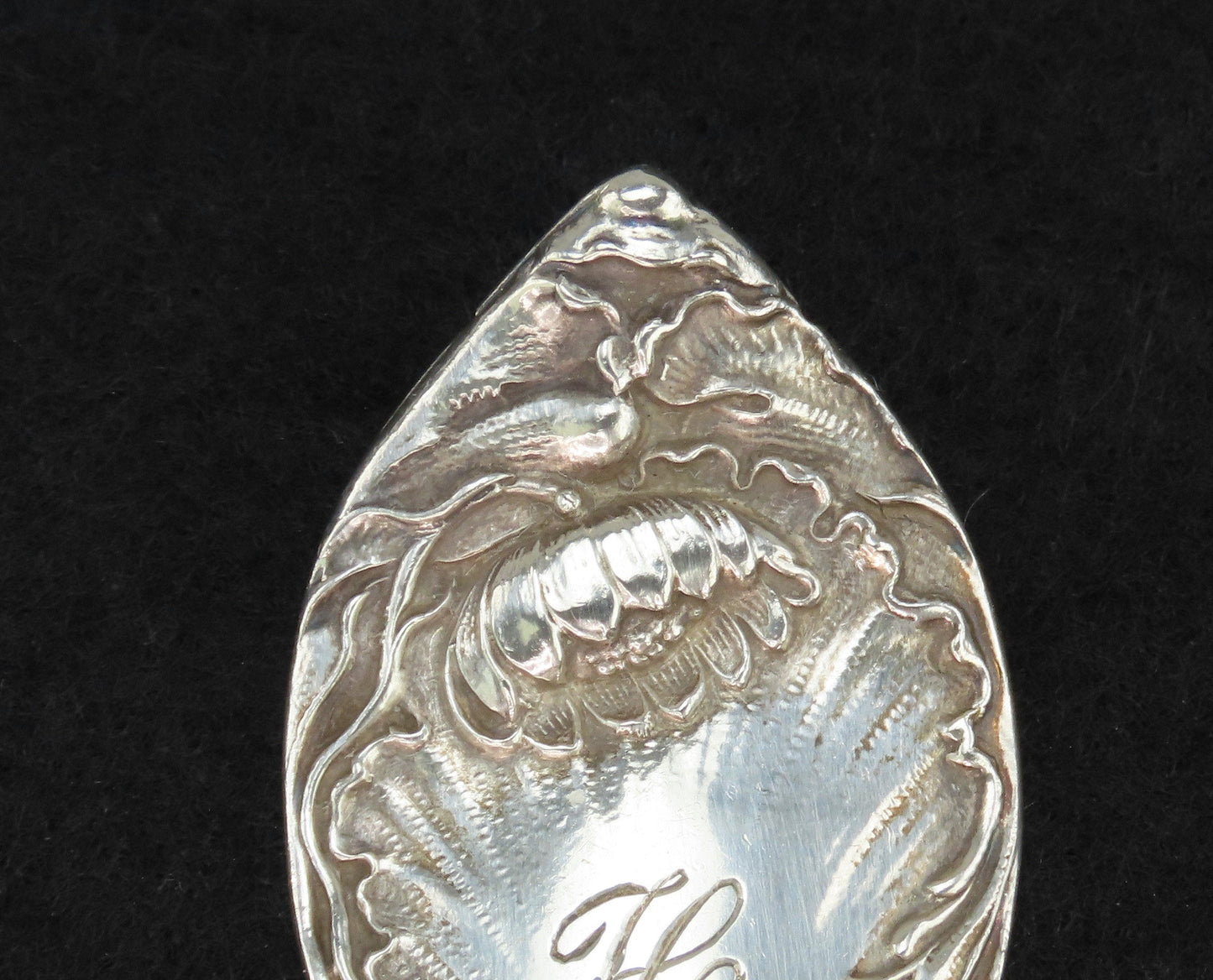 Fab Blackinton Lotus Sterling Silver Meat Serving Fork “Maggie” 7 1/2” c1901