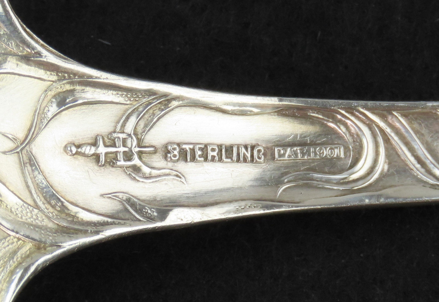 Fab Blackinton Lotus Sterling Silver Meat Serving Fork “Maggie” 7 1/2” c1901