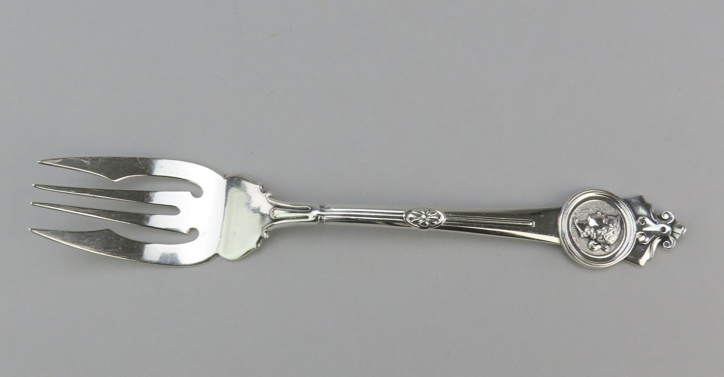 Pair Superb Antique Gorham Medallion Sterling Salad or Fish Forks