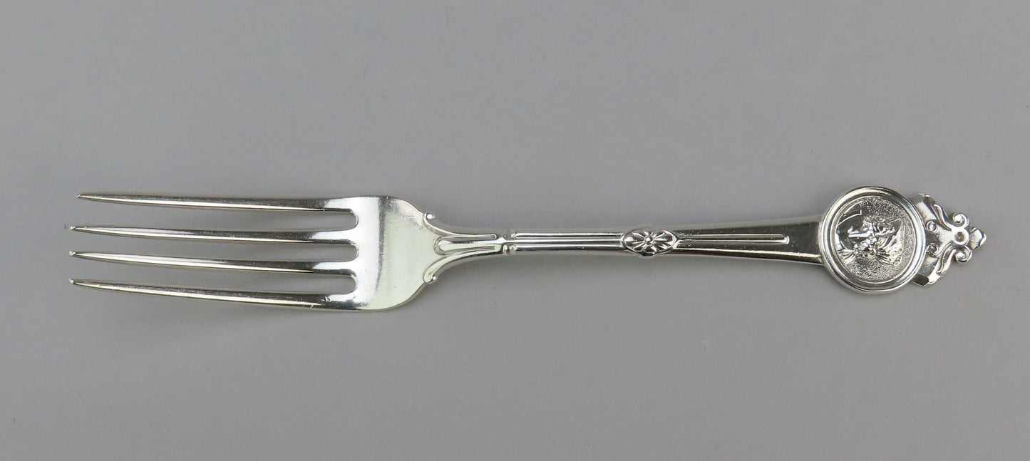 Pair Superb Antique Gorham Medallion Sterling Dinner Forks 7 3/8 inches
