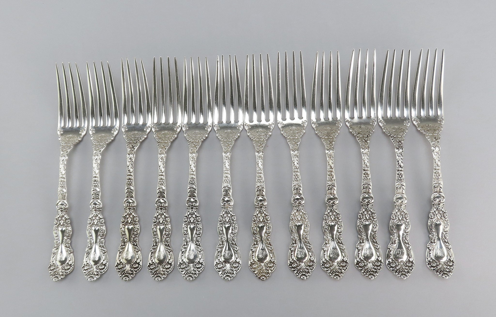 12 Gorgeous Gorham Imperial Chrysanthemum Sterling Silver Forks 6 7/8 Inches