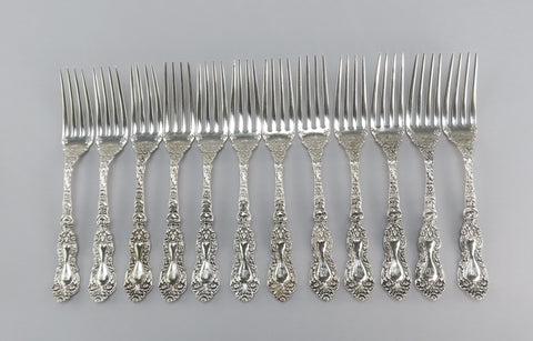 12 Gorgeous Gorham Imperial Chrysanthemum Sterling Silver Forks 6 7/8 Inches