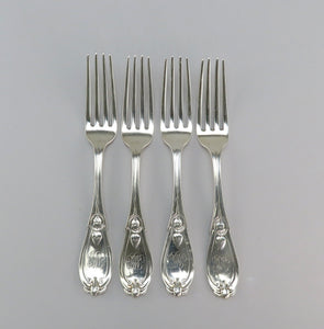 4 Nice Tiffany Co Sterling Silver Grecian Pattern Forks 7 5/8 Inches