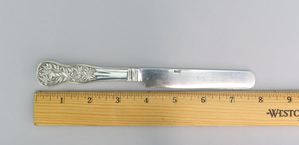 BEST 1850s Set of 4 Chinese Export Silver Knives Bamboo by Khecheong 7 3/4"