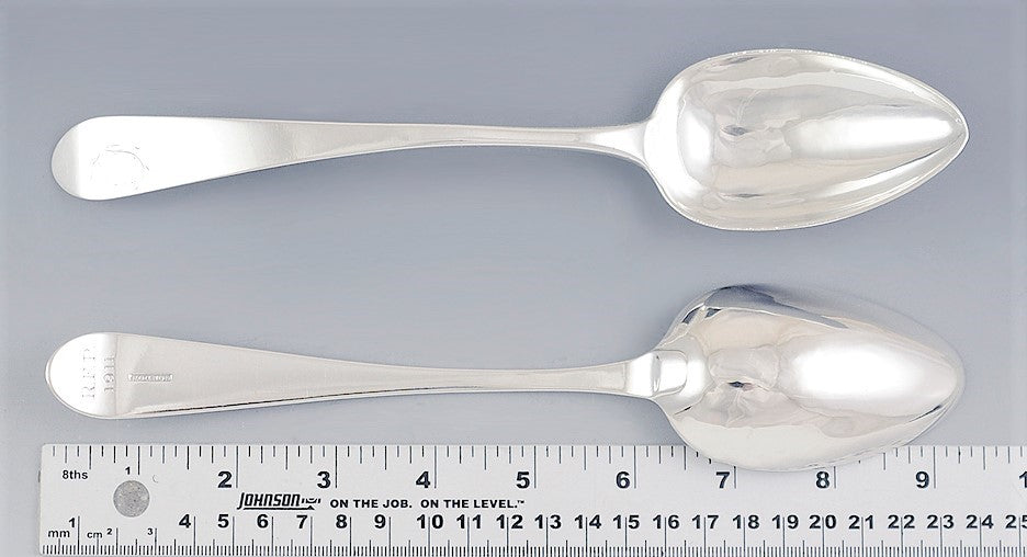c1795-1803 Fine Pair Alexander Gordon Coin Silver Serving / Table Spoons