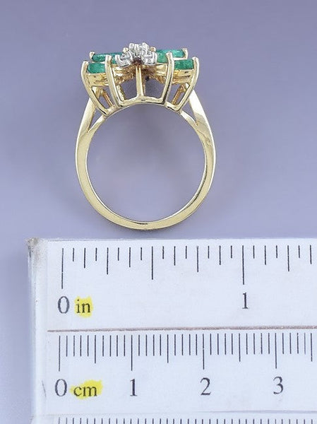 Delicious 14k Yellow Gold Diamond and Emerald Butterfly-Shape Ring Sz 6.25