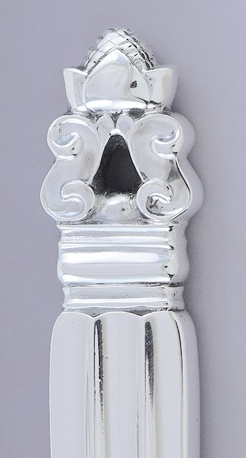 Fine Pair Georg Jensen Acorn Sterling Silver Serving Fork Spoon Set 8"
