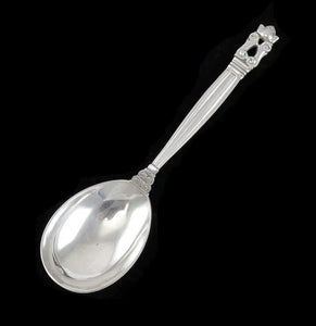 Antique c1920 Sterling Silver Georg Jensen Acorn Small Serving Spoon 6 1/2"