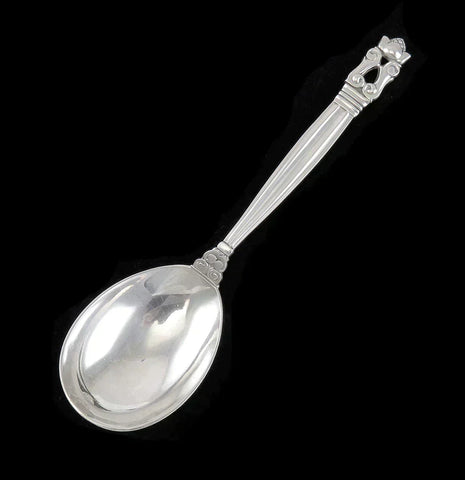 Antique c1920 Sterling Silver Georg Jensen Acorn Small Serving Spoon 6 1/2"