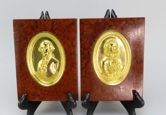 1859 French Medallions George Martha Washington Burled Veneer Frames Fouquet