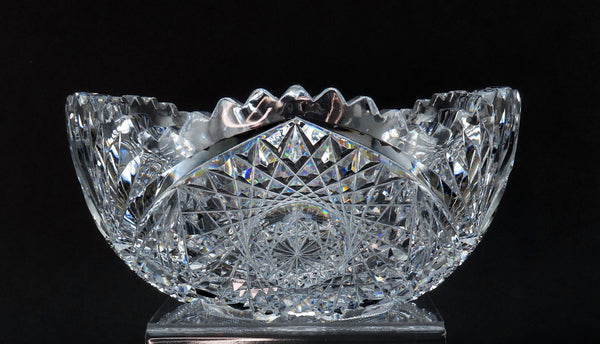 Fabulous American Brilliant Period ABP Cut Glass 8" Fruit Centerpiece Bowl